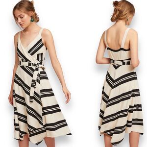Anthropologie Akemi + Kin Adhelin Striped Wrap Dress 2 Women’s Midi Sleeveless